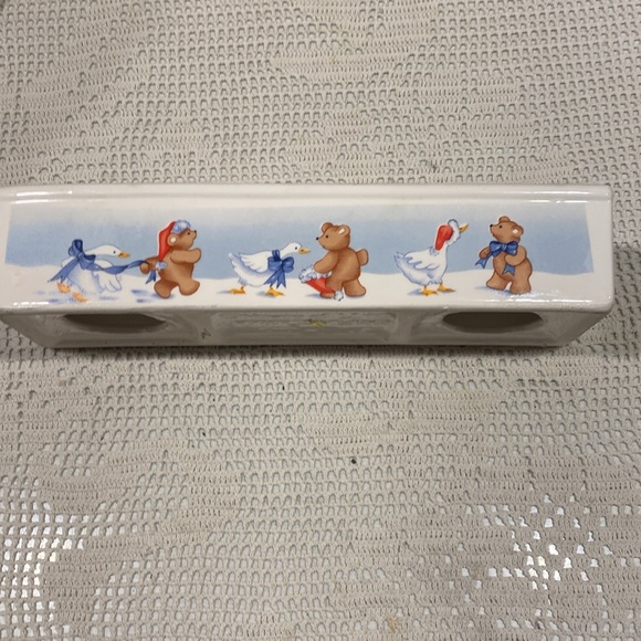 Vintage House of Lloyd Ceramic Christmas Bear and Goose Cracker Tray - Picture 2 of 7
